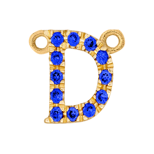 Blue Sapphire + 14k Yellow Gold Letter Charm - Image 4