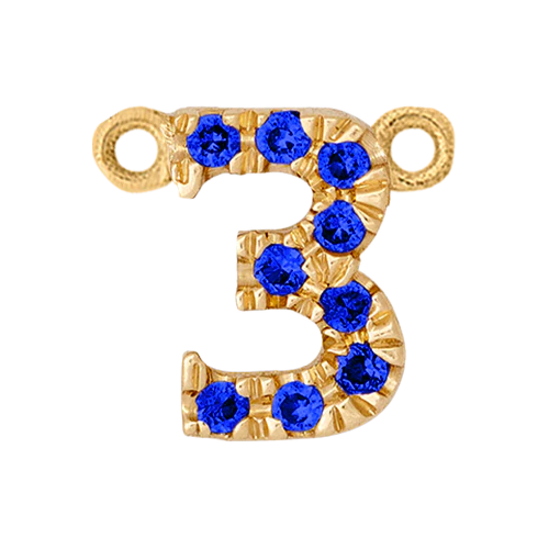 Blue Sapphire + 14k Yellow Gold Number Charm - Image 4