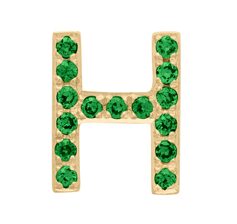 Yellow Gold, Green Garnet Letter Bead - Image 10
