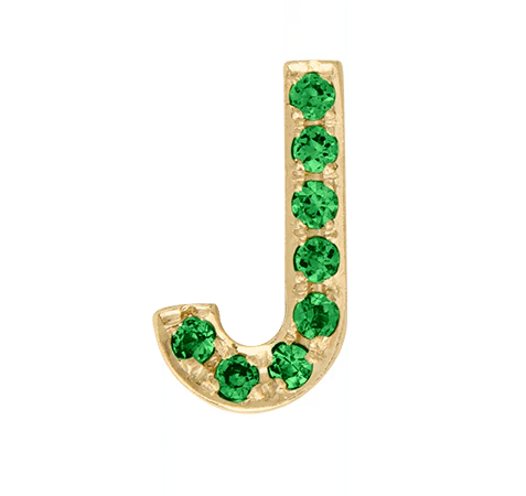 Yellow Gold, Green Garnet Letter Bead - Image 12