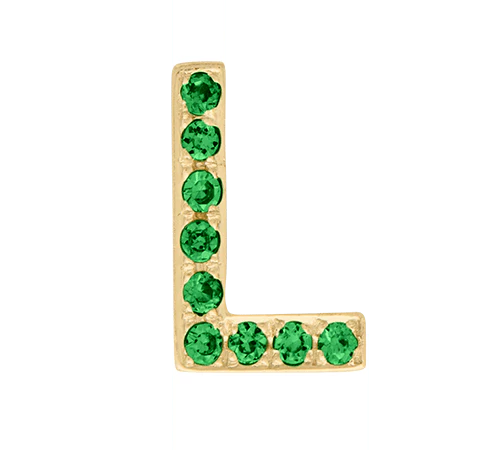 Yellow Gold, Green Garnet Letter Bead - Image 14