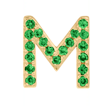 Yellow Gold, Green Garnet Letter Bead - Image 15