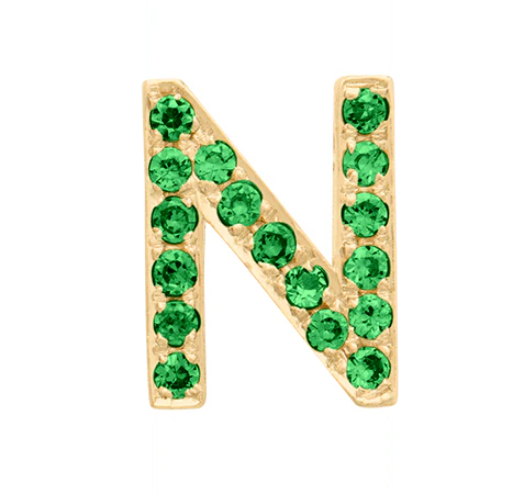 Yellow Gold, Green Garnet Letter Bead - Image 16
