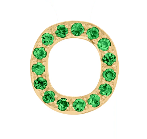Yellow Gold, Green Garnet Letter Bead - Image 17