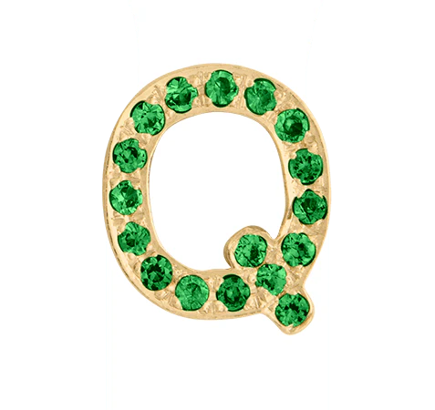 Yellow Gold, Green Garnet Letter Bead - Image 19