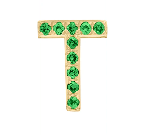 Yellow Gold, Green Garnet Letter Bead - Image 22