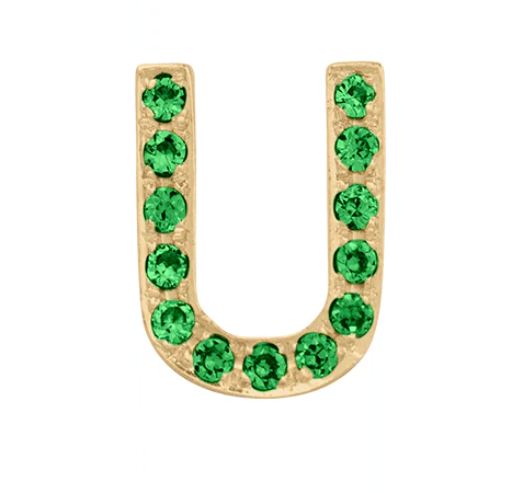Yellow Gold, Green Garnet Letter Bead - Image 23