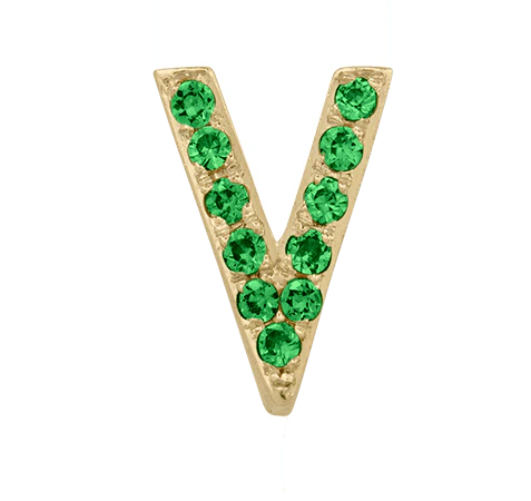 Yellow Gold, Green Garnet Letter Bead - Image 24