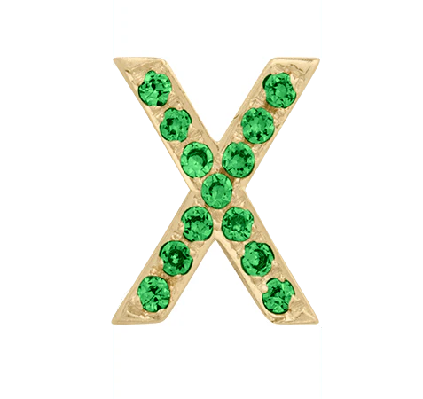 Yellow Gold, Green Garnet Letter Bead - Image 26