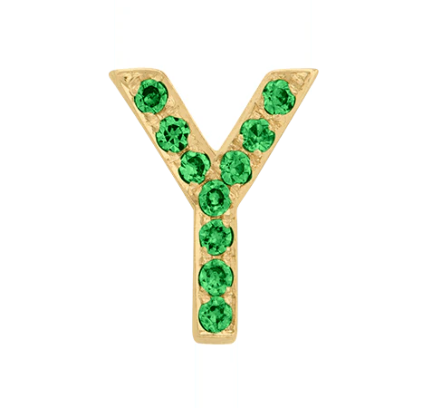 Yellow Gold, Green Garnet Letter Bead - Image 27
