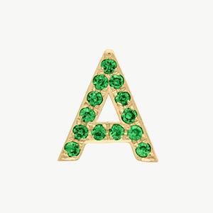 Yellow Gold, Green Garnet Letter Bead - Image 29
