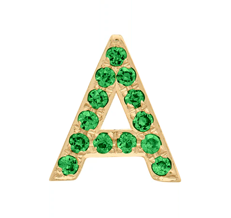Yellow Gold, Green Garnet Letter Bead - Image 3