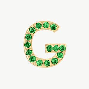 Yellow Gold, Green Garnet Letter Bead - Image 35