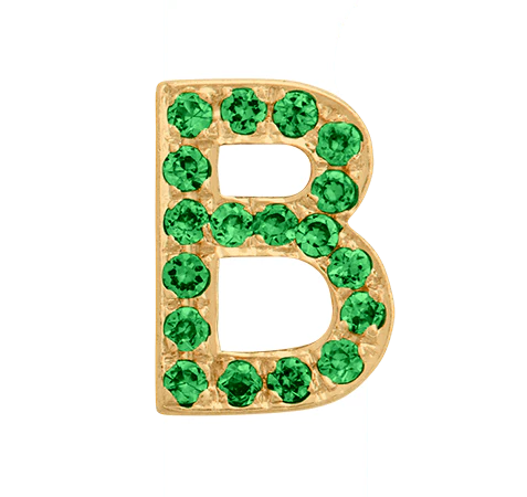 Yellow Gold, Green Garnet Letter Bead - Image 4