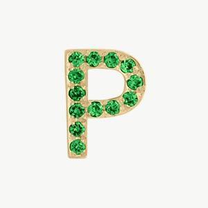 Yellow Gold, Green Garnet Letter Bead - Image 44
