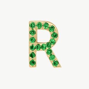Yellow Gold, Green Garnet Letter Bead - Image 46