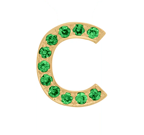Yellow Gold, Green Garnet Letter Bead - Image 5