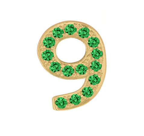 Yellow Gold, Green Garnet Number Bead - Image 12