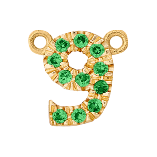 Green Garnet + 14k Yellow Gold Number Charm - Image 10