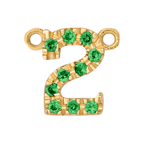 Green Garnet + 14k Yellow Gold Number Charm - Image 3
