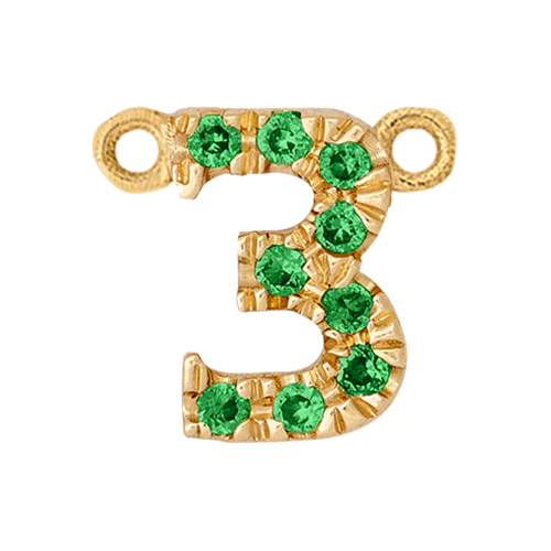 Green Garnet + 14k Yellow Gold Number Charm - Image 4