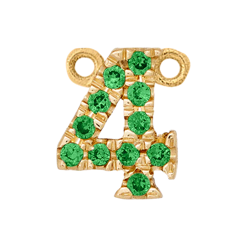 Green Garnet + 14k Yellow Gold Number Charm - Image 5