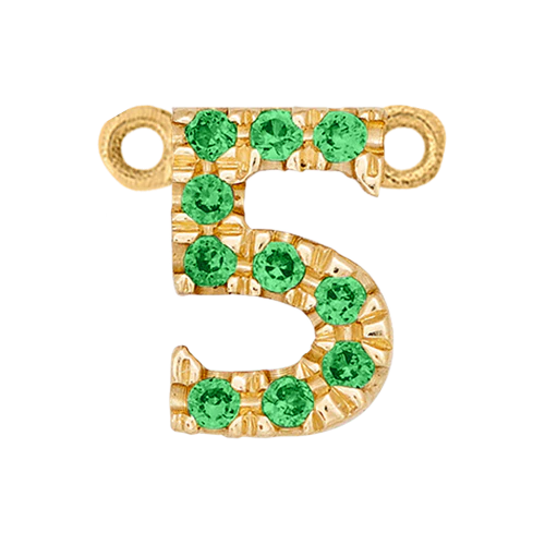 Green Garnet + 14k Yellow Gold Number Charm - Image 6
