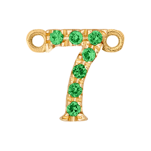 Green Garnet + 14k Yellow Gold Number Charm - Image 8