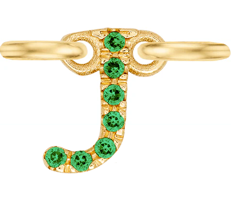 Yellow Gold, Green Garnet Letter - Image 12