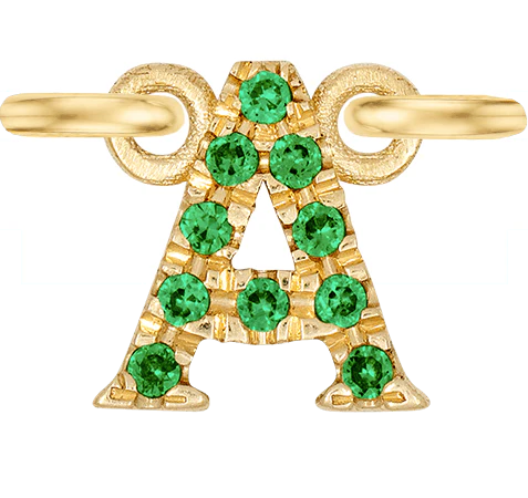 Yellow Gold, Green Garnet Letter - Image 3