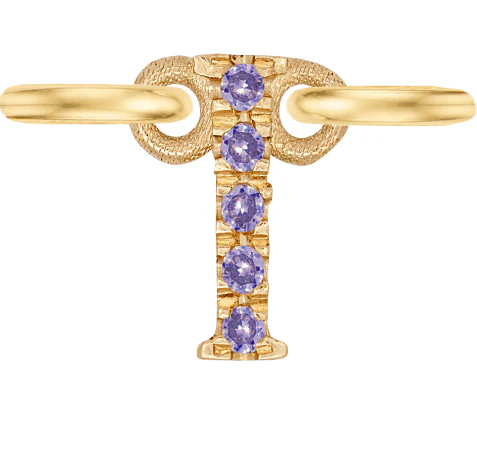 Yellow Gold, Lilac Sapphire Letter - Image 11