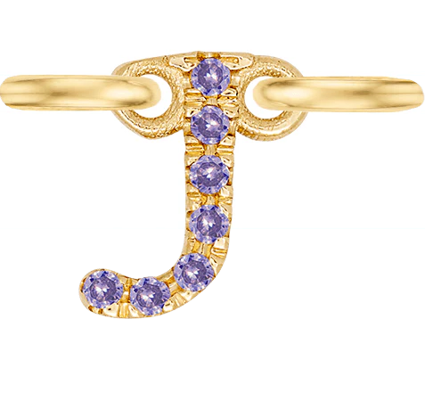 Yellow Gold, Lilac Sapphire Letter - Image 12