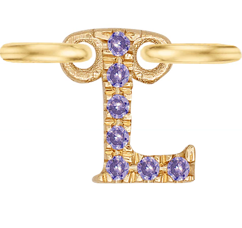 Yellow Gold, Lilac Sapphire Letter - Image 14