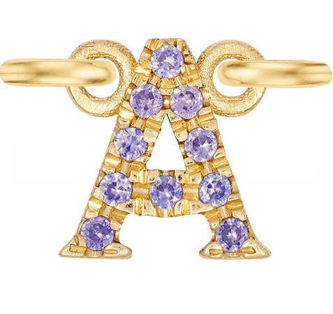 Yellow Gold, Lilac Sapphire Letter - Image 3