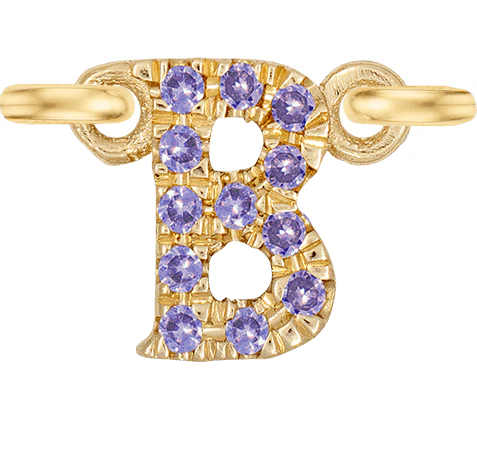 Yellow Gold, Lilac Sapphire Letter - Image 4