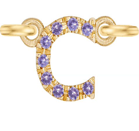 Yellow Gold, Lilac Sapphire Letter - Image 5
