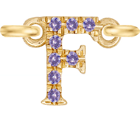 Yellow Gold, Lilac Sapphire Letter - Image 8