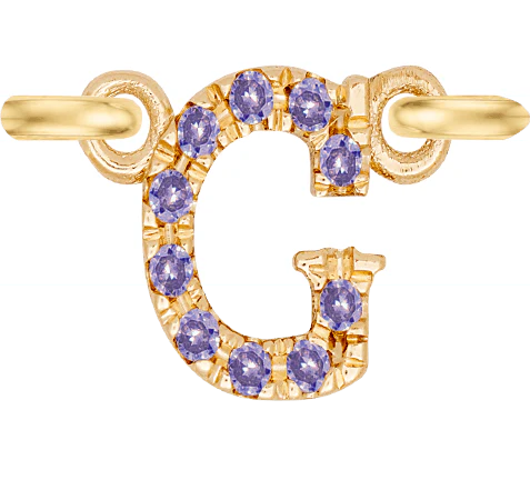 Yellow Gold, Lilac Sapphire Letter - Image 9