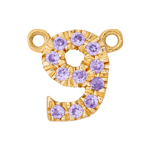 Lilac Sapphire + 14k Yellow Gold Number Charm - Image 10
