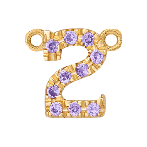 Lilac Sapphire + 14k Yellow Gold Number Charm - Image 3