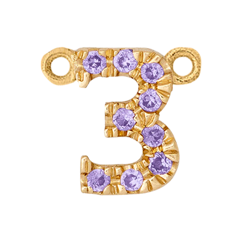 Lilac Sapphire + 14k Yellow Gold Number Charm - Image 4
