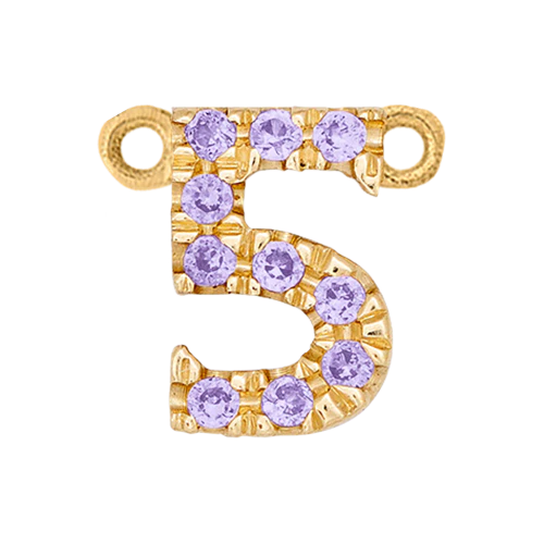 Lilac Sapphire + 14k Yellow Gold Number Charm - Image 6