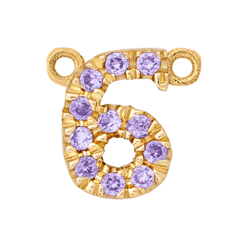 Lilac Sapphire + 14k Yellow Gold Number Charm - Image 7