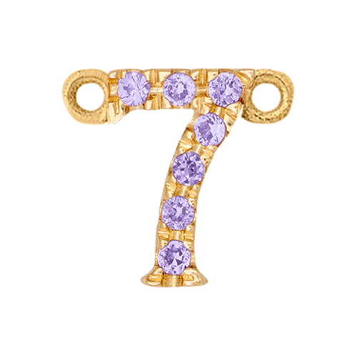 Lilac Sapphire + 14k Yellow Gold Number Charm - Image 8