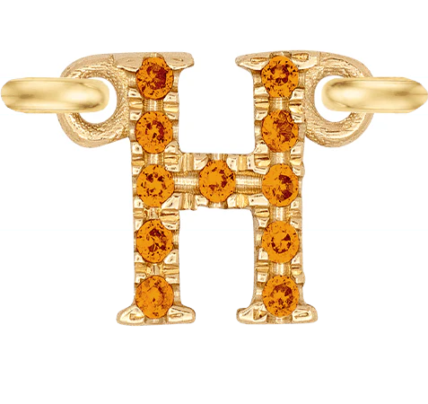 Yellow Gold, Orange Sapphire Letter - Image 10