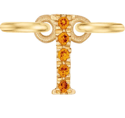 Yellow Gold, Orange Sapphire Letter - Image 11