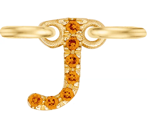 Yellow Gold, Orange Sapphire Letter - Image 12