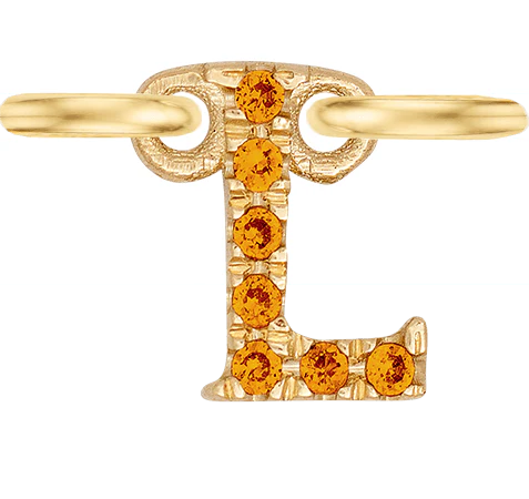 Yellow Gold, Orange Sapphire Letter - Image 14