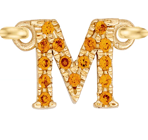 Yellow Gold, Orange Sapphire Letter - Image 15