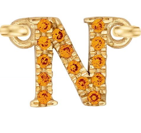 Yellow Gold, Orange Sapphire Letter - Image 16